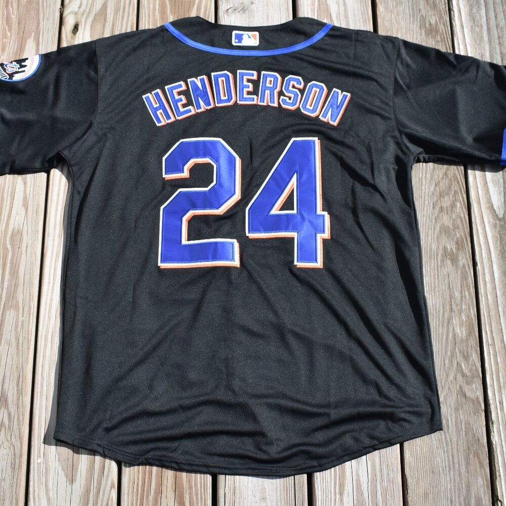New! Rickey Henderson New York Mets 1999 Alternate Black Away Jersey Men's Sizes